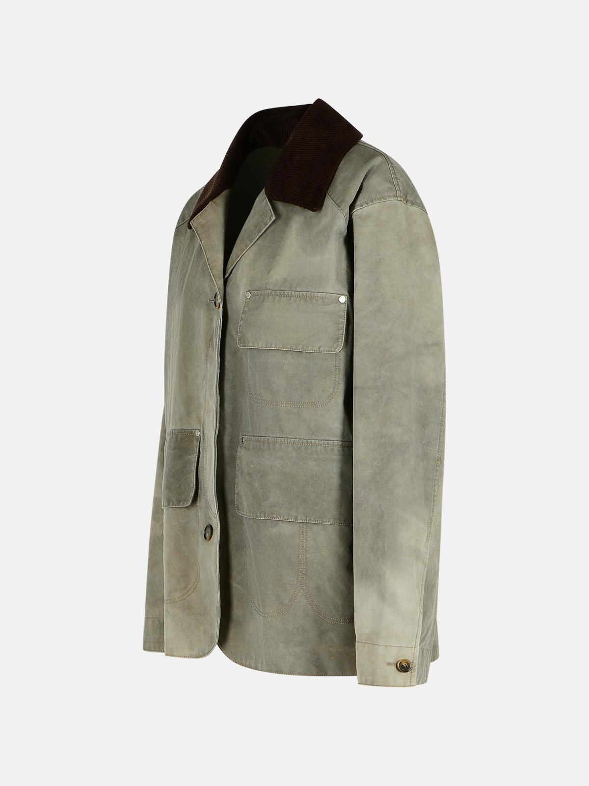 Stella Mccartney Gray Corduroy Collar Aged Jacket In Red