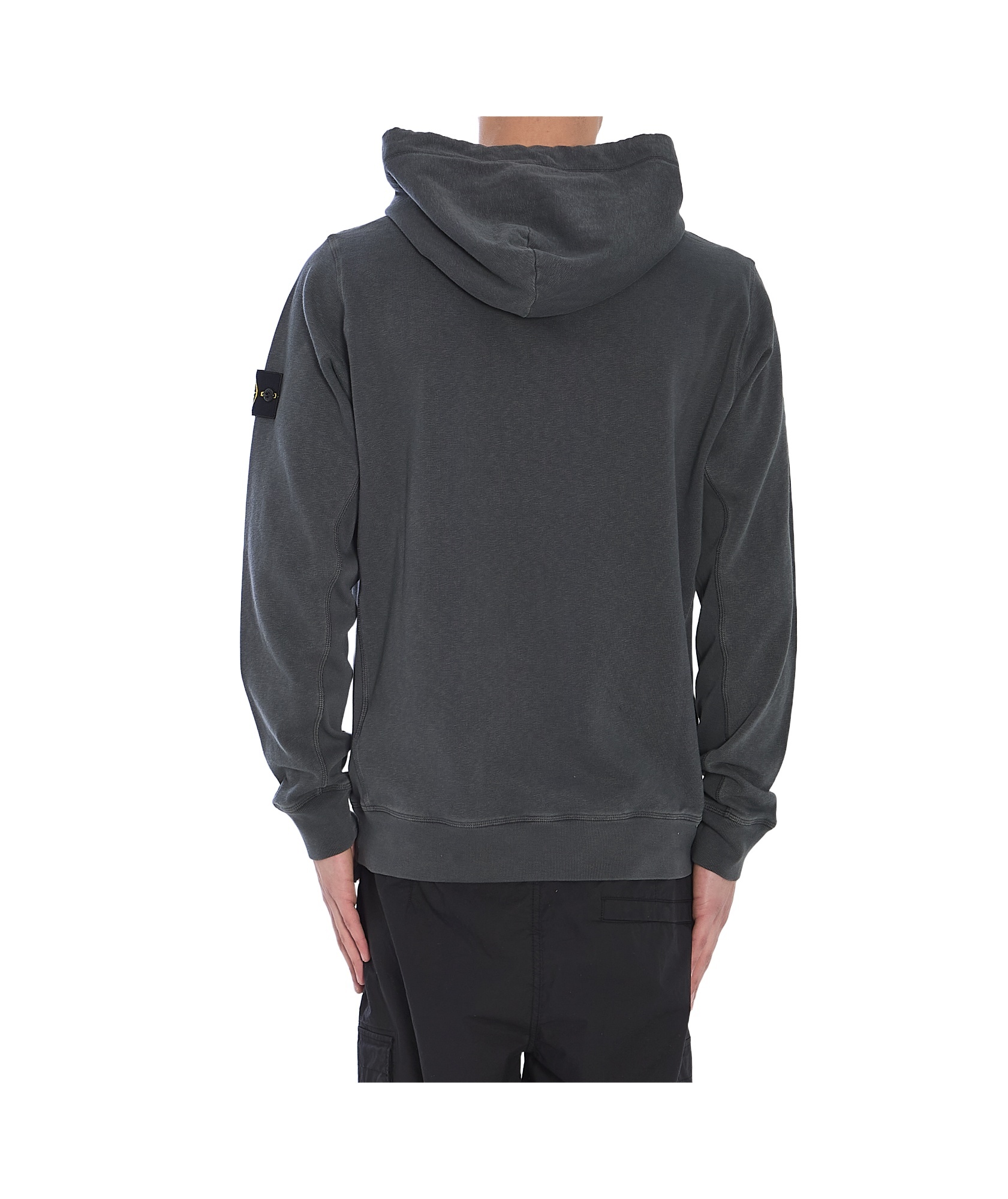 Stone Island Compass Patch Hooded Sweatshirt In Gray