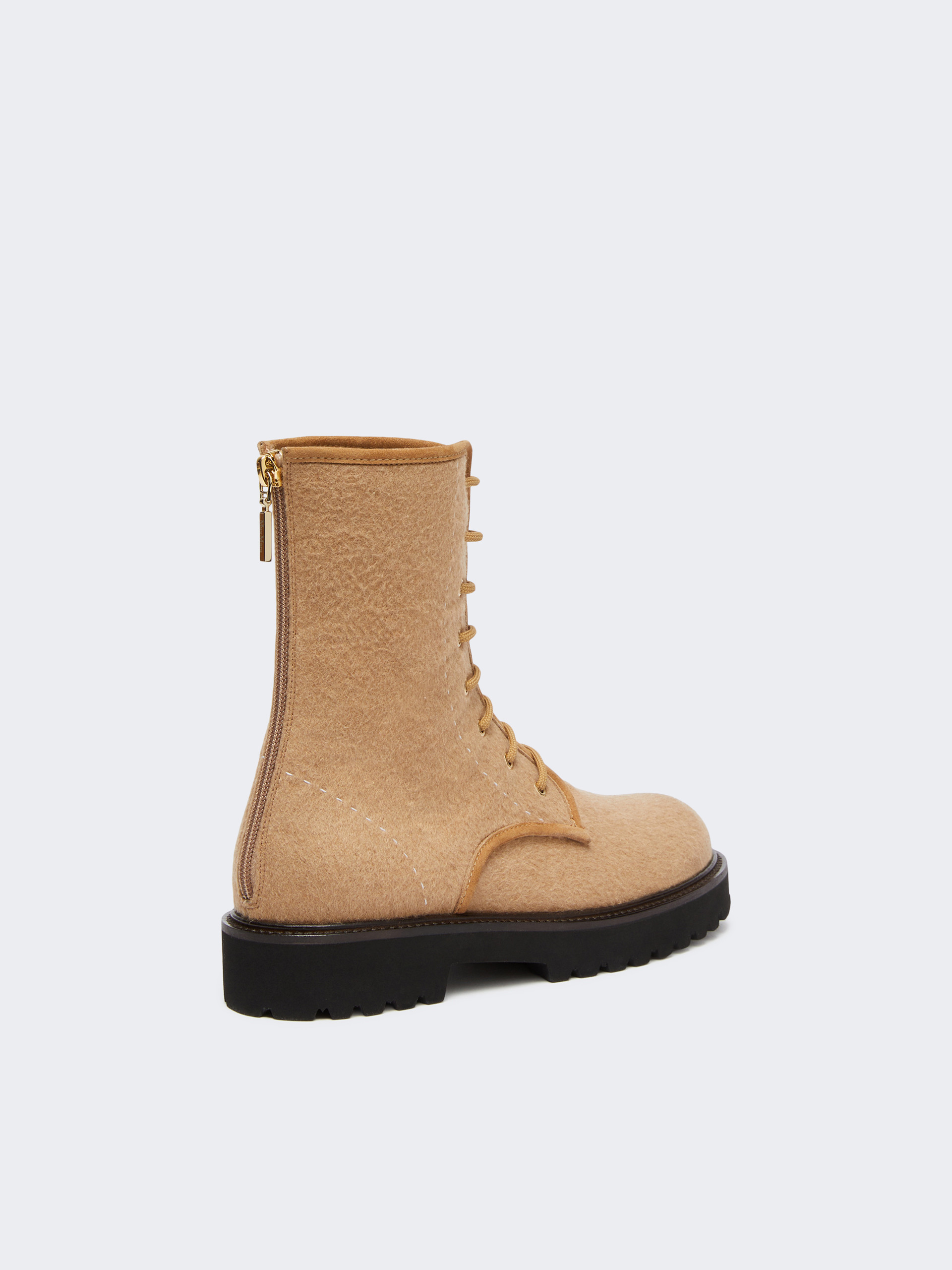 Max Mara Water-repellent Camel Combat Boots In Multi