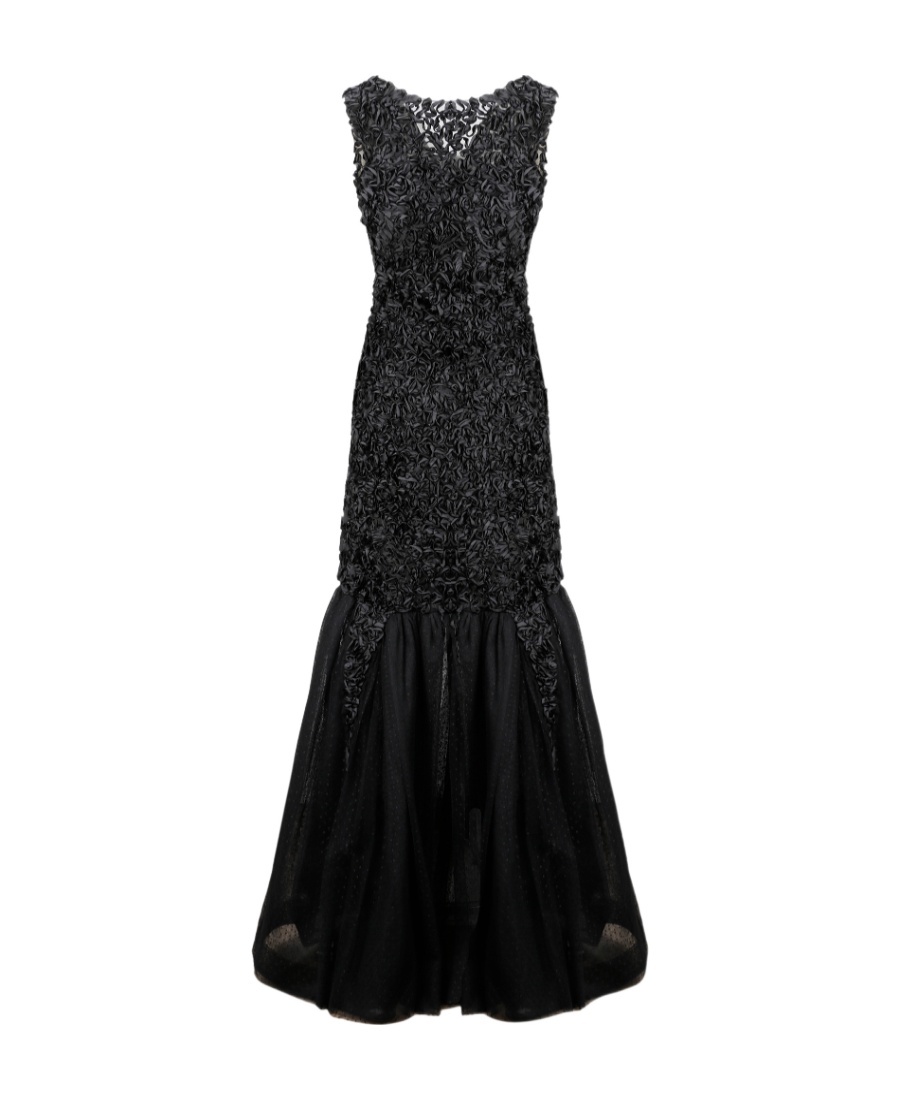 Shop Alberta Ferretti Ruffled Gown In Black