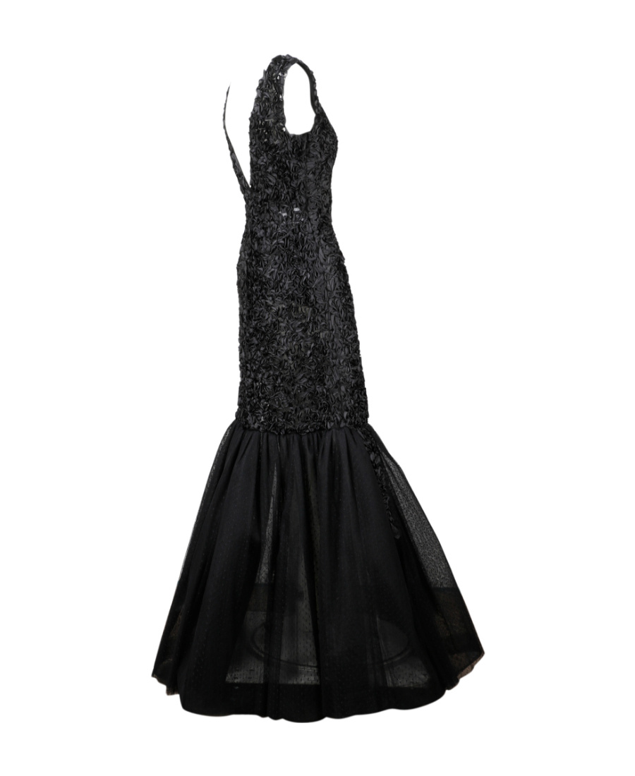 Shop Alberta Ferretti Ruffled Gown In Black