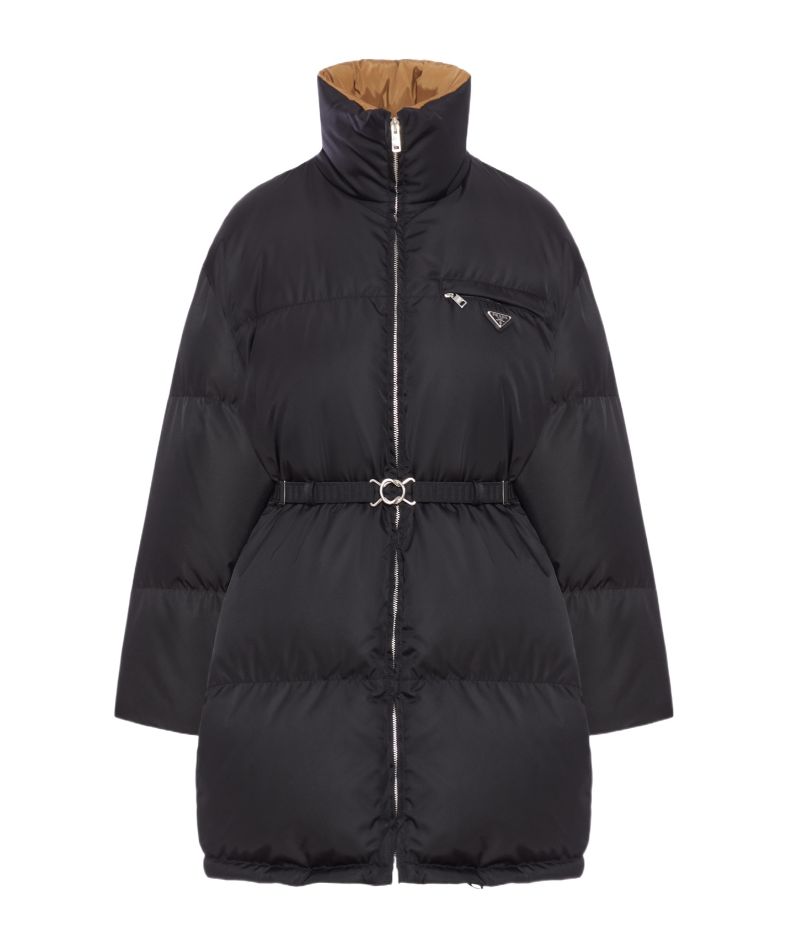 Prada High Collar Long Sleeve Cotton Coat