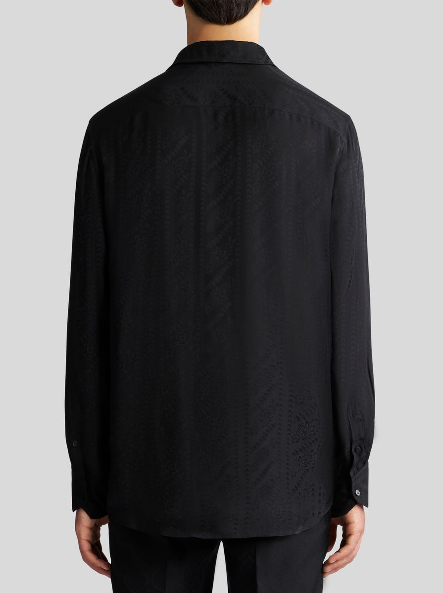 Etro Patterned Jacquard Long-sleeved Shirt In Black