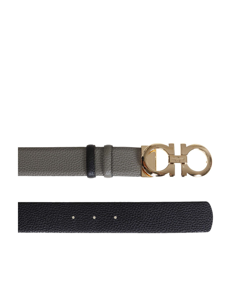Ferragamo Logo Buckle Double-sided Belt In Black