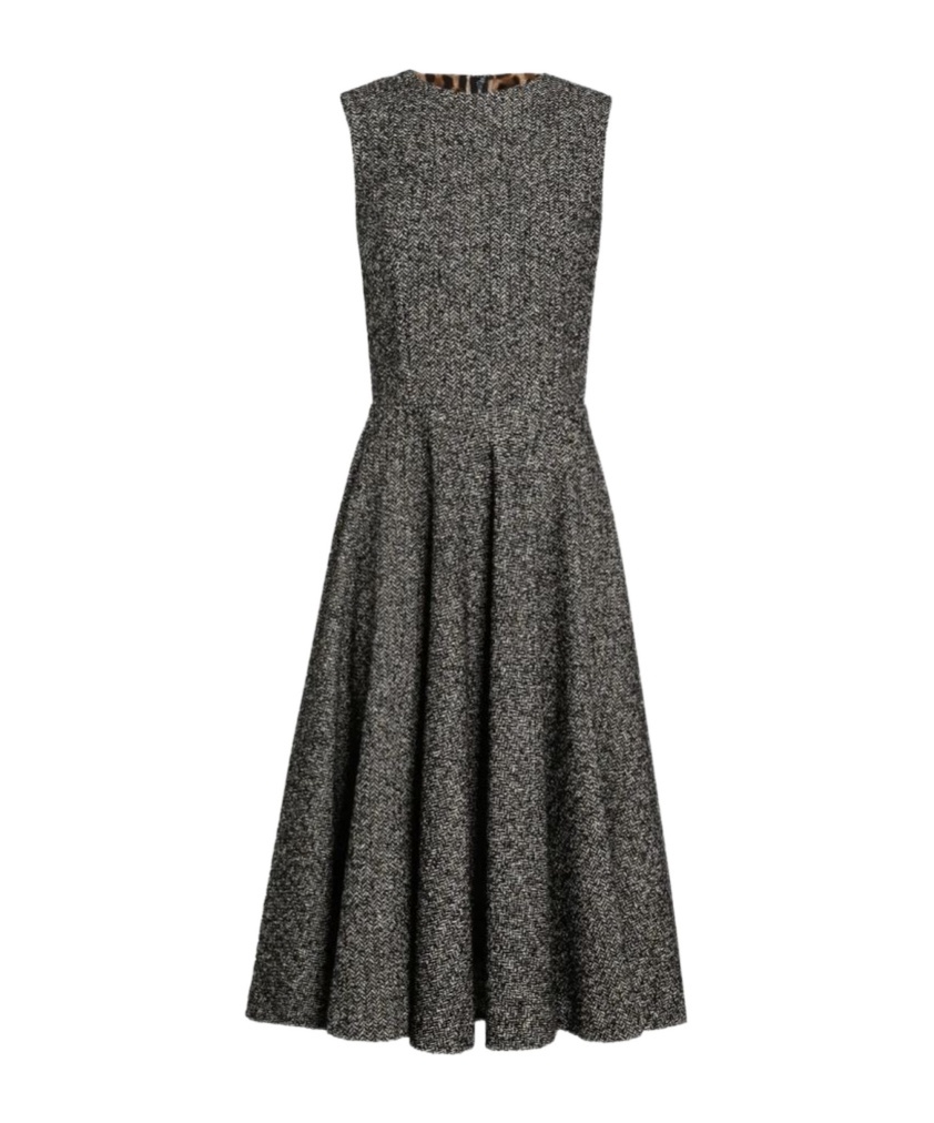 Dolce & Gabbana Sleeveless Dress With Chevron Print In Gray