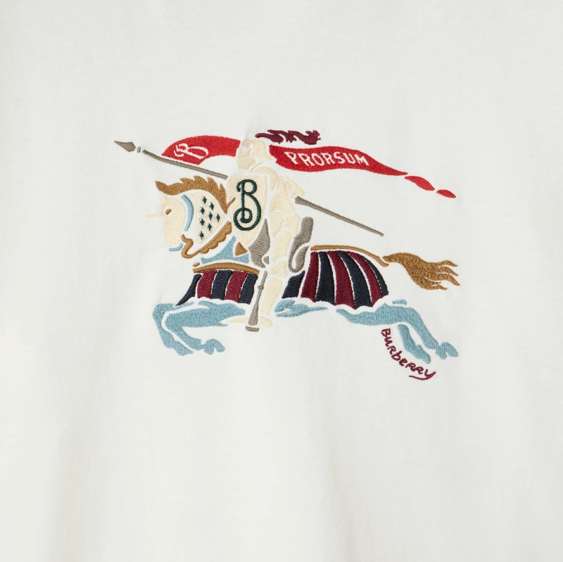 Burberry Ryan Ekd Embroidered Cotton T-shirt In Red