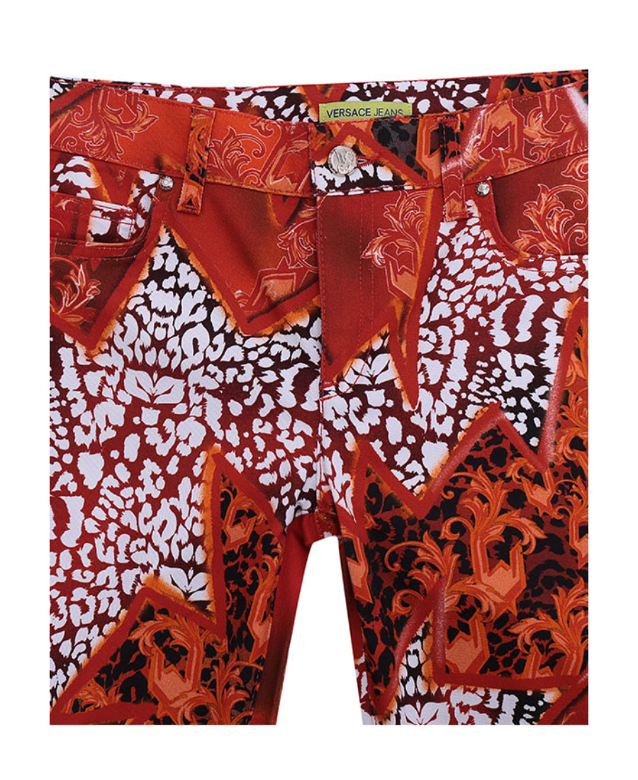 Versace Jeans Printed Casual Pants In Red