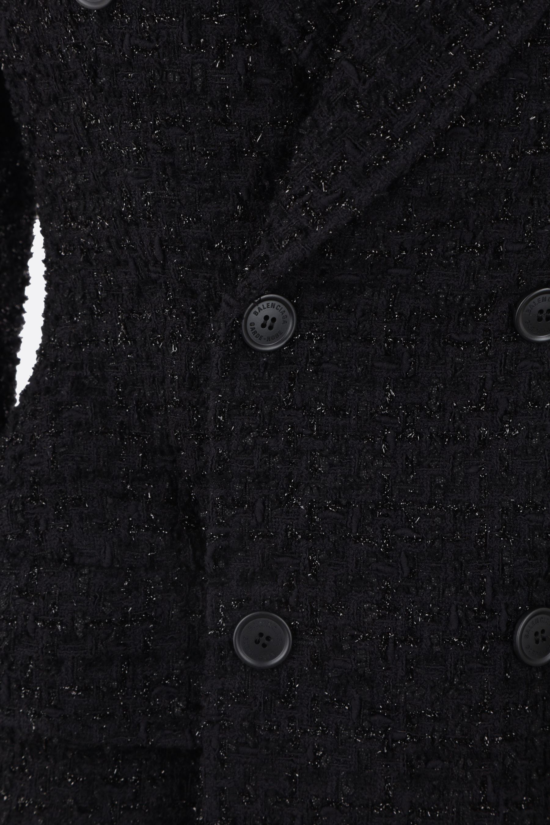 Balenciaga Double-breasted Tweed Jacket In Black