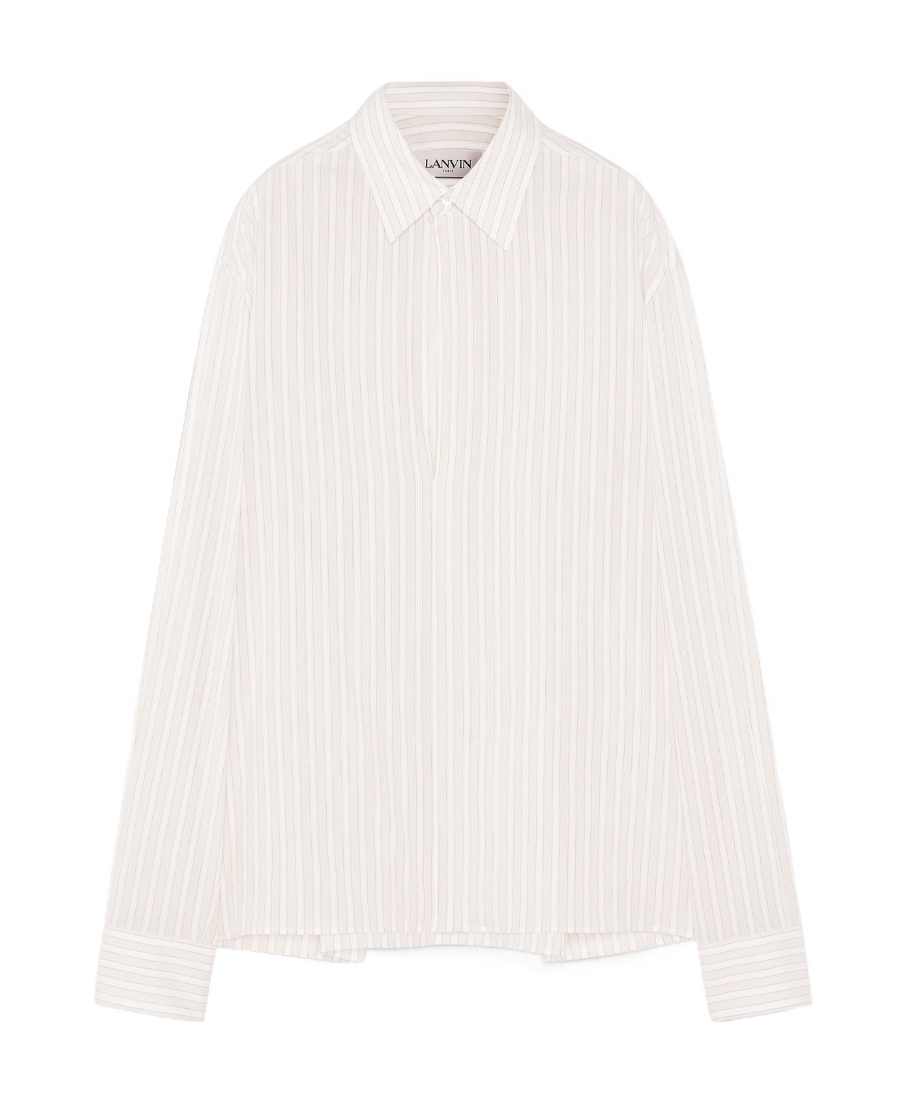 Lanvin Striped Long-sleeved Tunic For Men In White