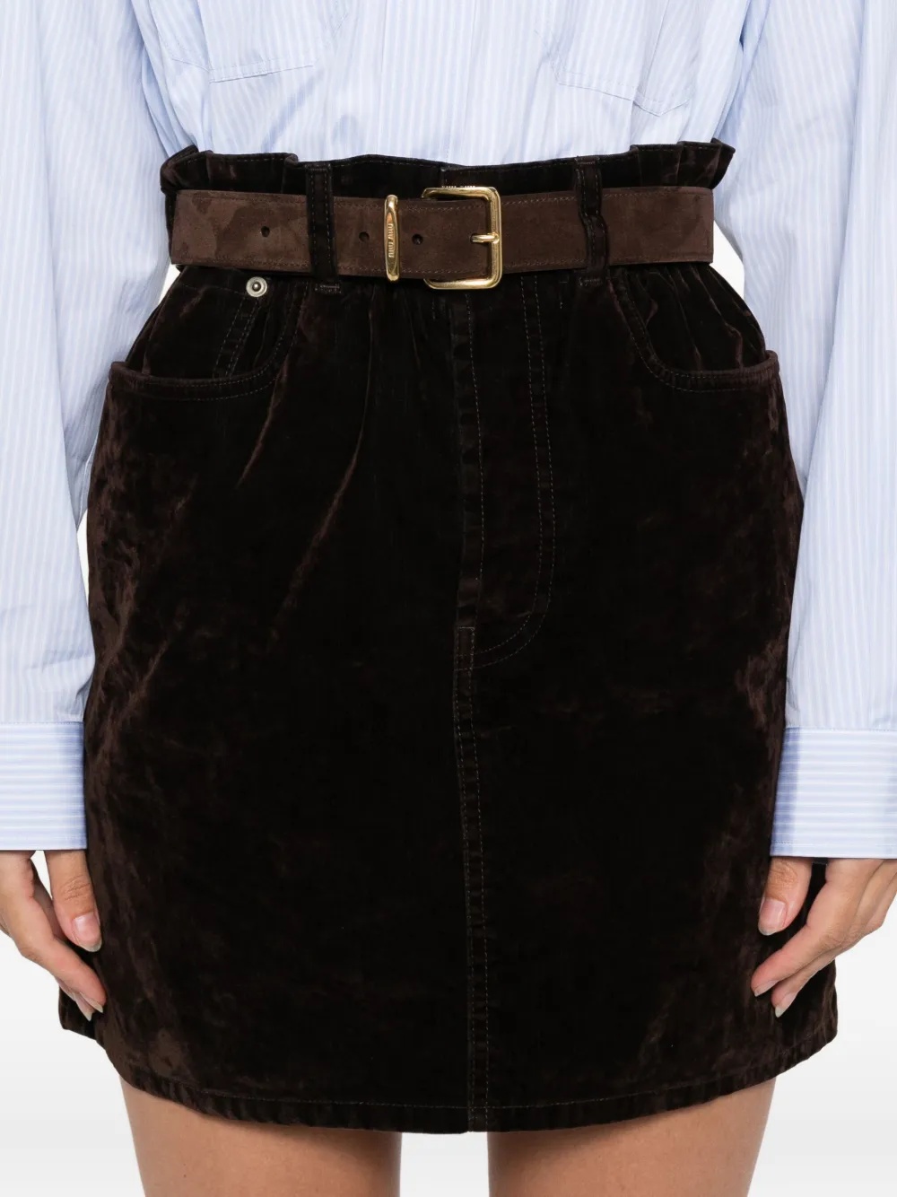 Miu Miu Velvet Mini Skirt In Black