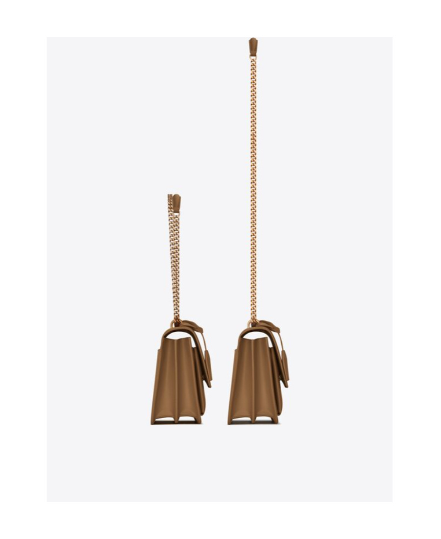 Saint Laurent Sunset Chained Medium Shoulder Bag In Brown