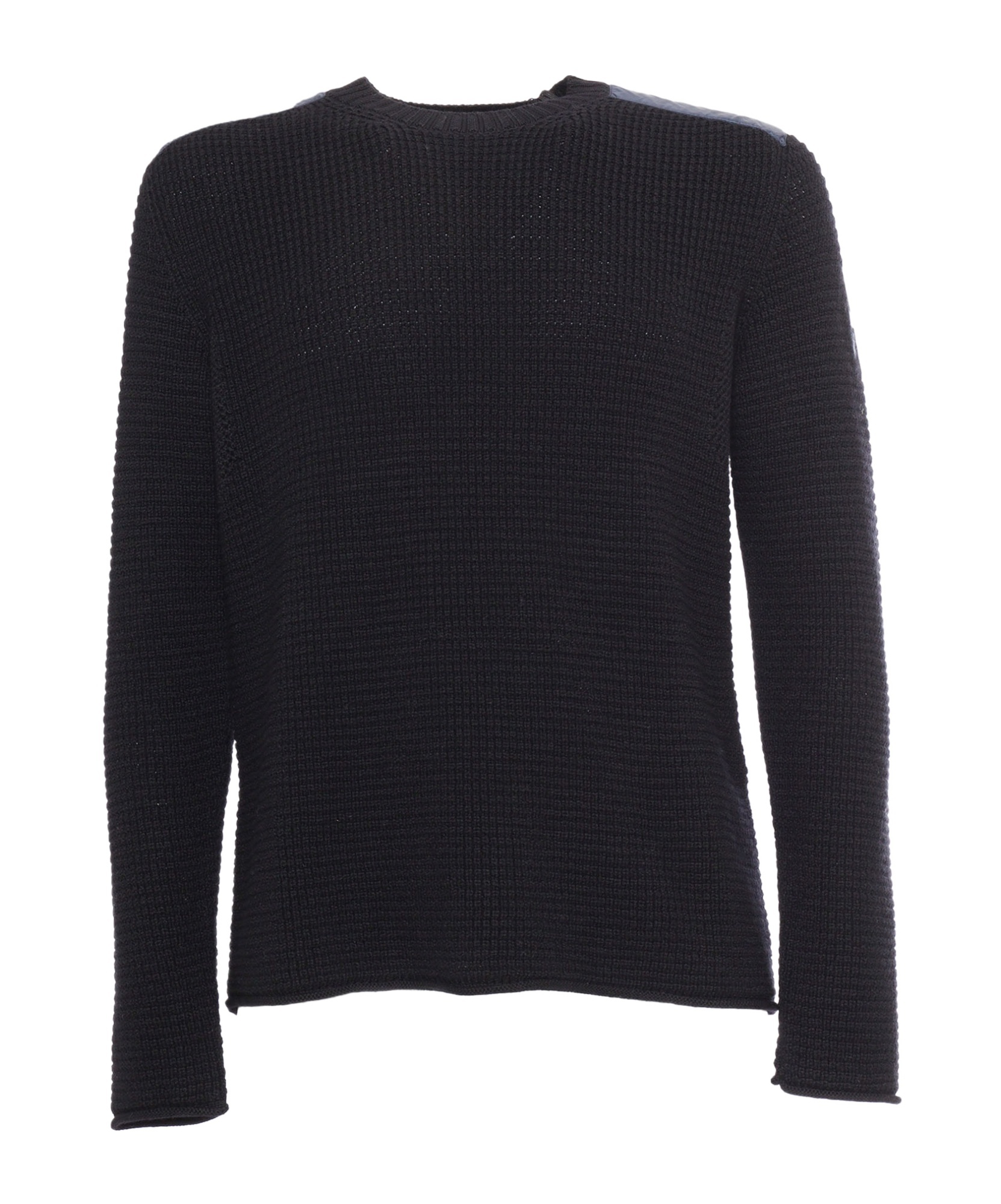 Premiata Textured Knit Sweater With Classic Crew Neck In Black