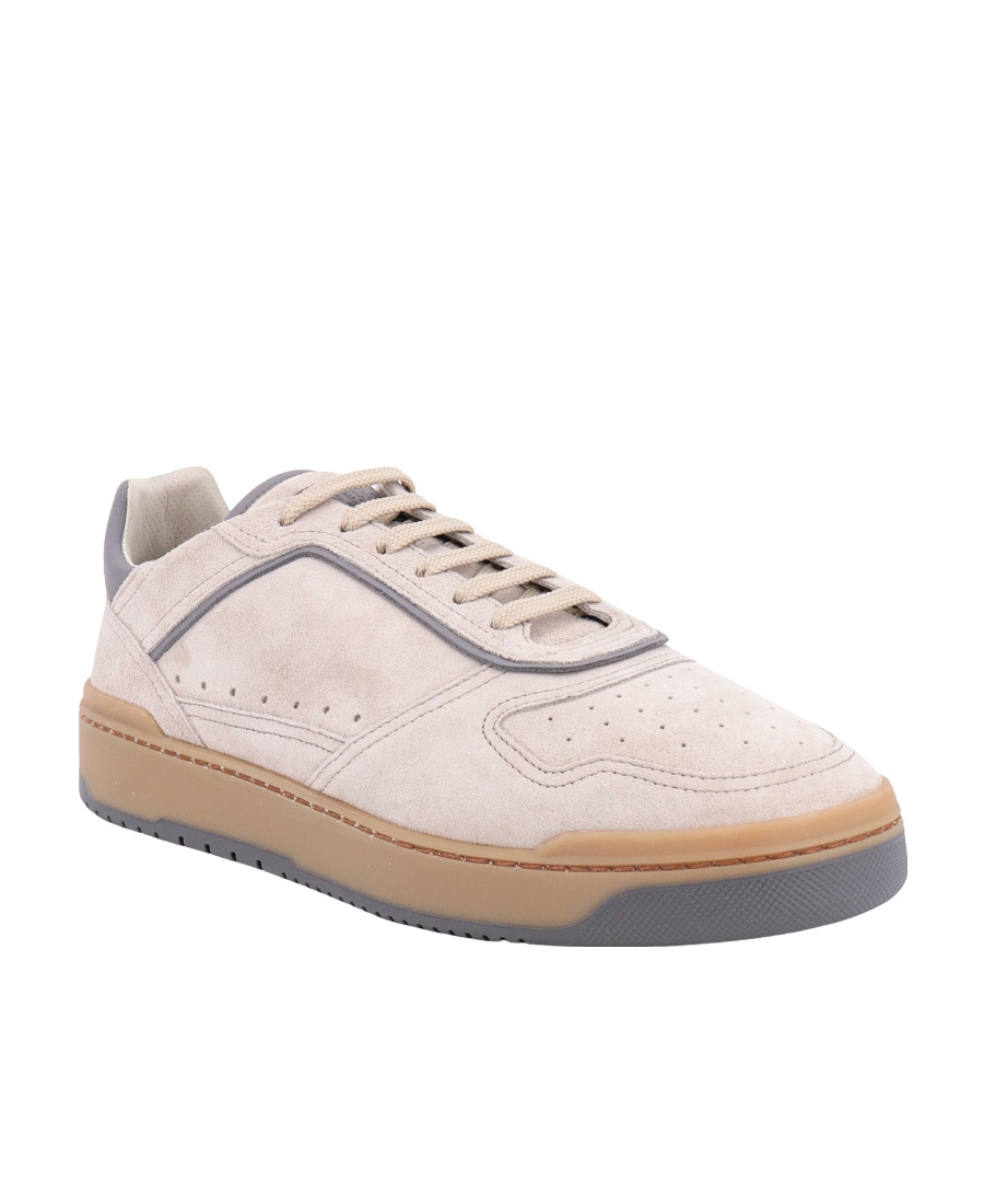 Brunello Cucinelli Logo-patch Suede Sneakers In Pink