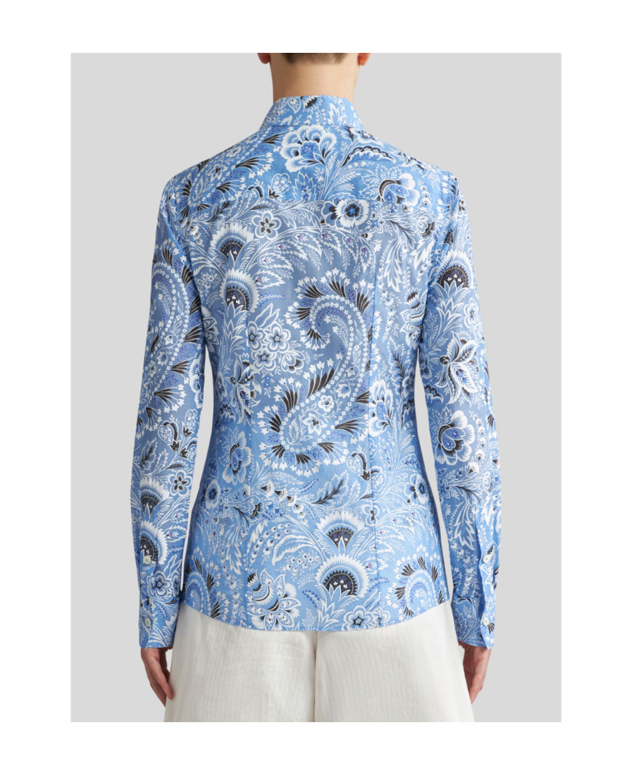 Etro Paisley-print Cotton Blend Shirt In Blue
