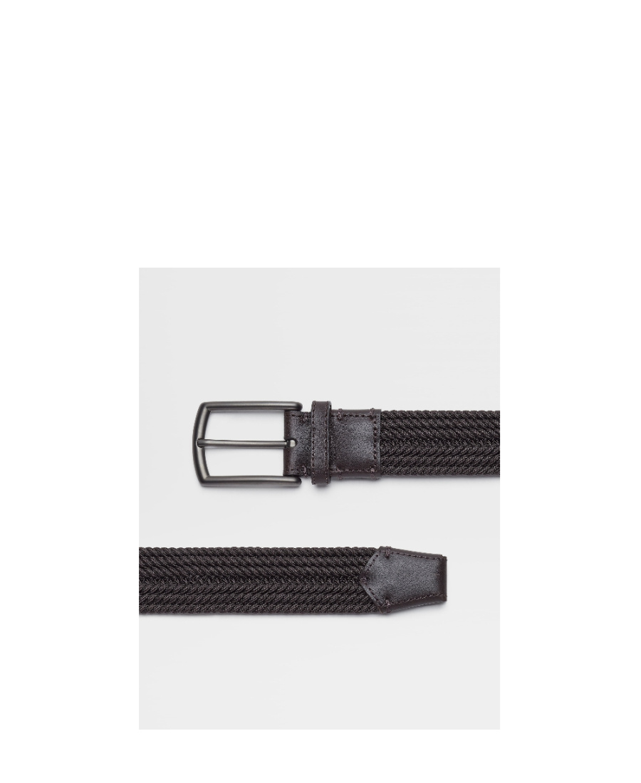 Zegna Black Elastic Rayon Braided Belt In Black