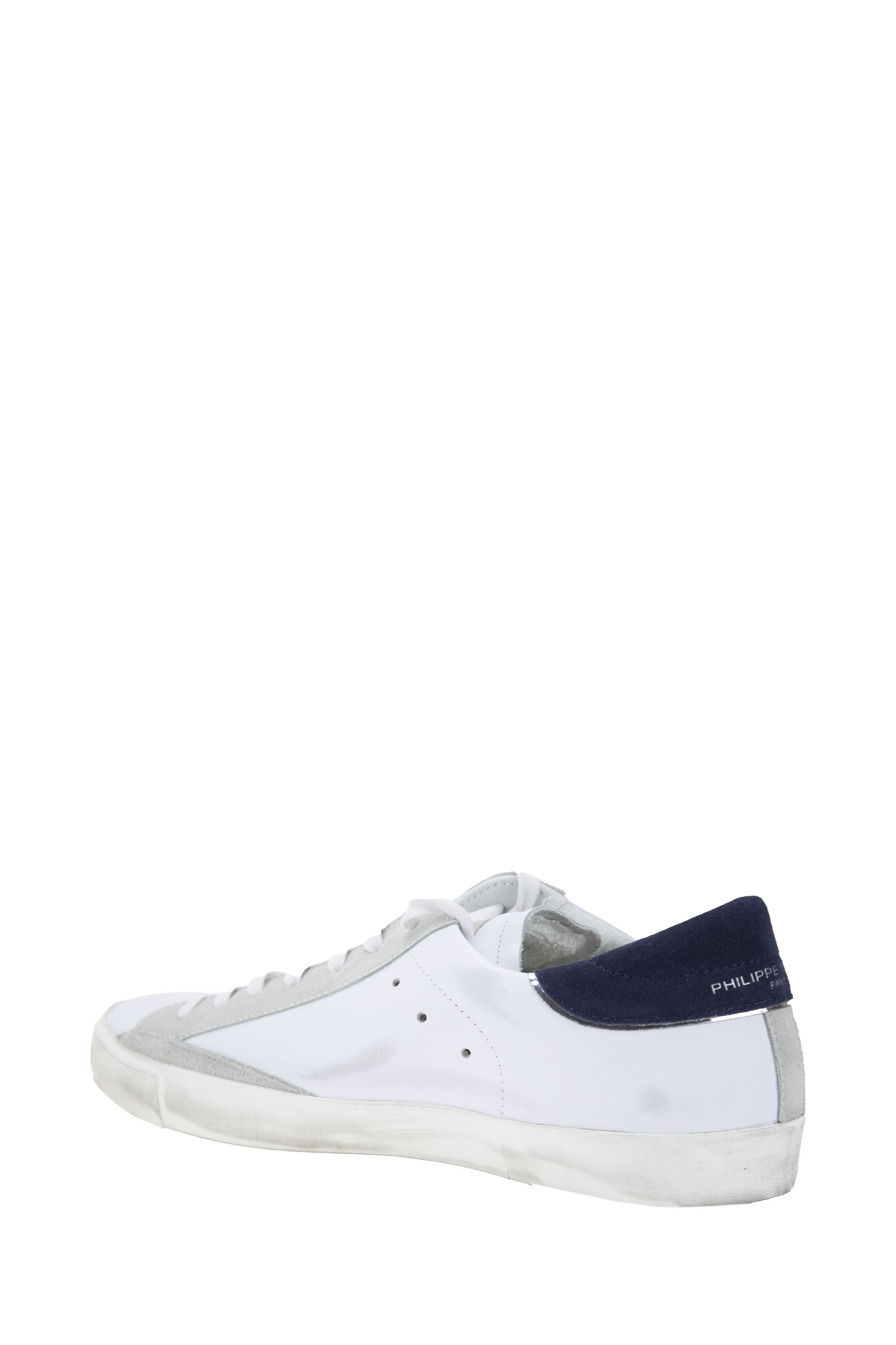 Philippe Model Parisx Sneakers In Leather With Contrasting Heel Tab In White