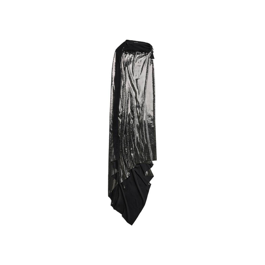 Balenciaga Draped Back Midi Dress With Metallic Effect In Black