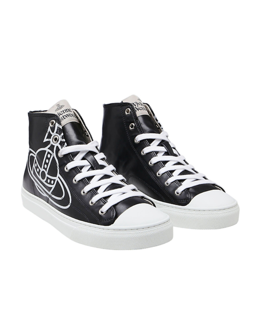 Vivienne Westwood High Top Canvas Plimsoll Cotton Canvas Black 11-45 Men In Black