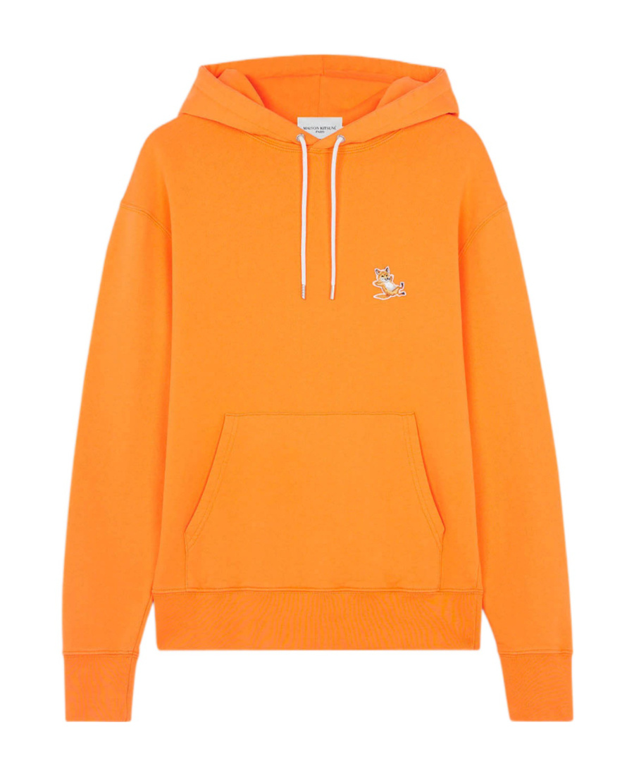 Maison Kitsuné Fox-patch Cotton Drawstring Hoodie In Orange