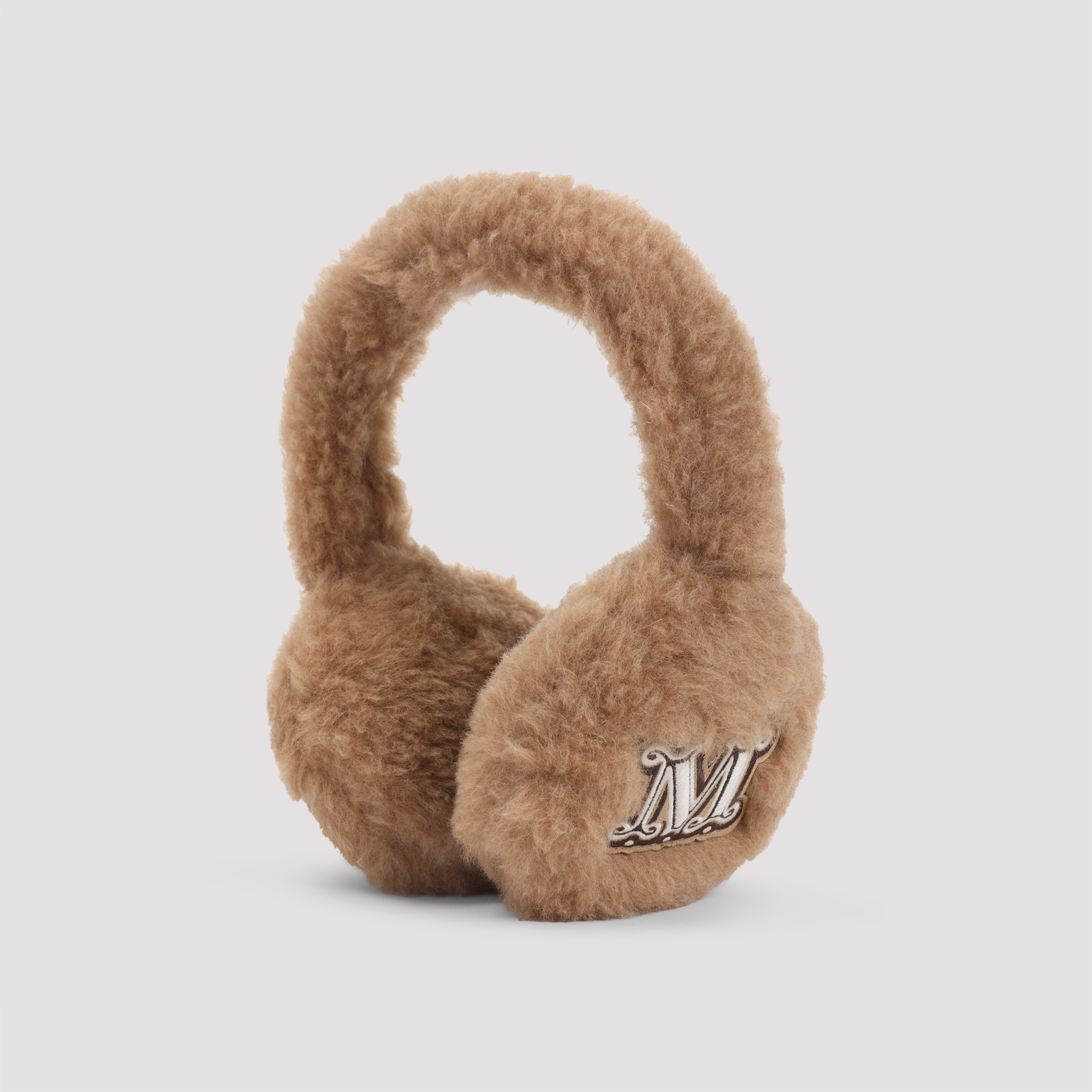 Max Mara Muffy Logo Embroidered Earmuffs In Brown