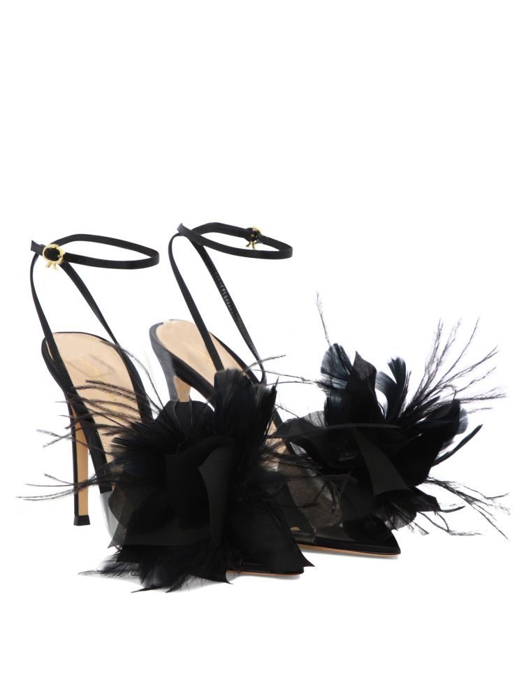 Gianvito Rossi Ynez 105mm Feather-embellished Sandals In Black