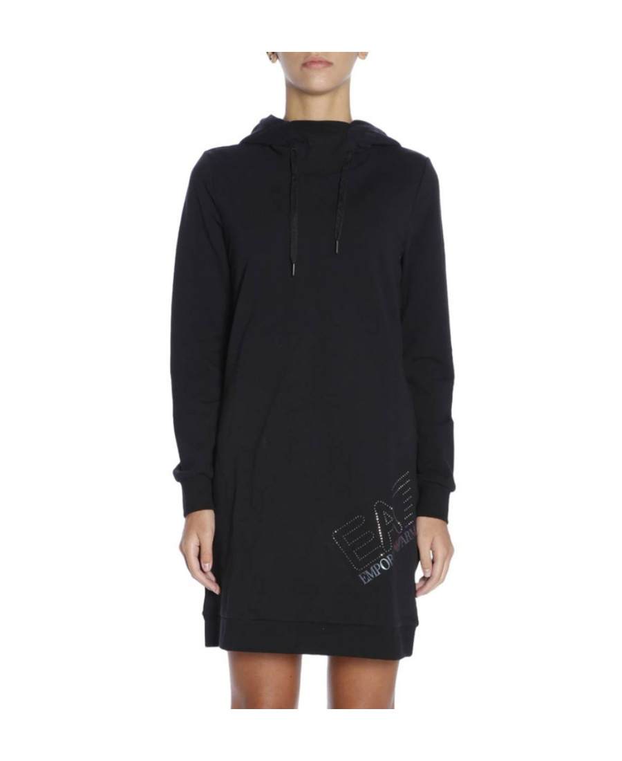 Emporio Armani Hooded Long-sleeved Dress In Black