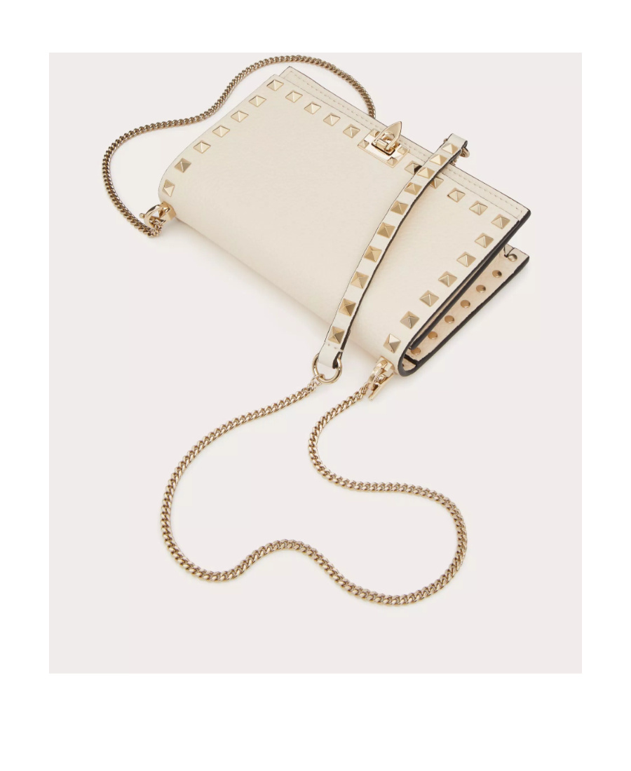 Valentino Rockstud Leather Crossbody Bag In White
