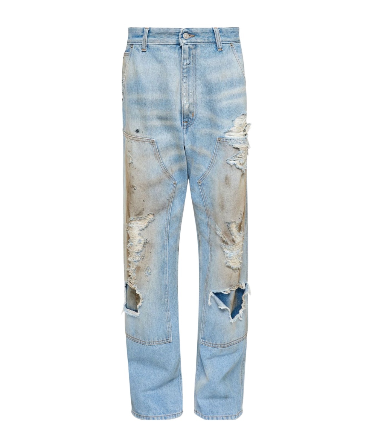 Mm6 Maison Margiela Used Denim Jeans In Blue