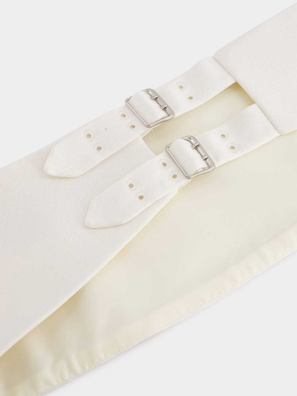 Stella Mccartney Pleat Detailed Satin Belt In White