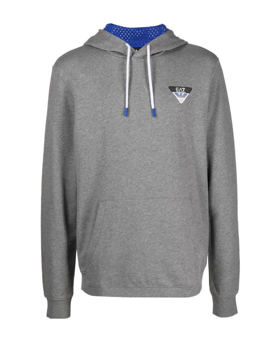 Ea7 Logo-print Cotton Hoodie In Gray