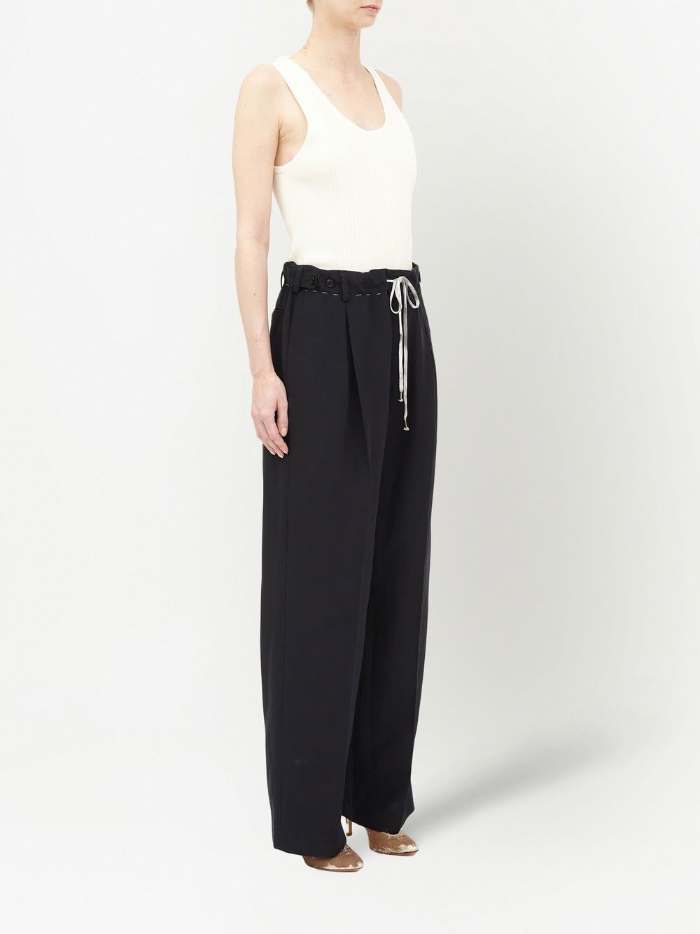 Shop Maison Margiela Cotton Moiré Trousers In Black
