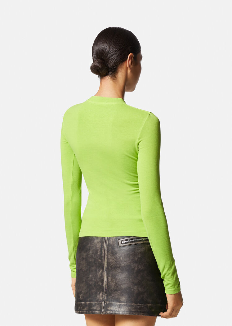 Versace Slogan-print Long-sleeve T-shirt In Green