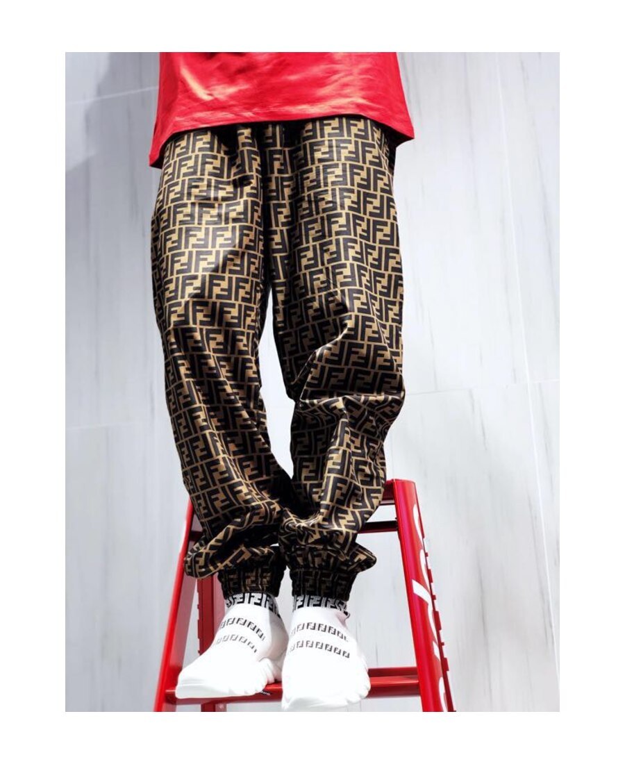 Fendi Ff Print Track Pants In Brown