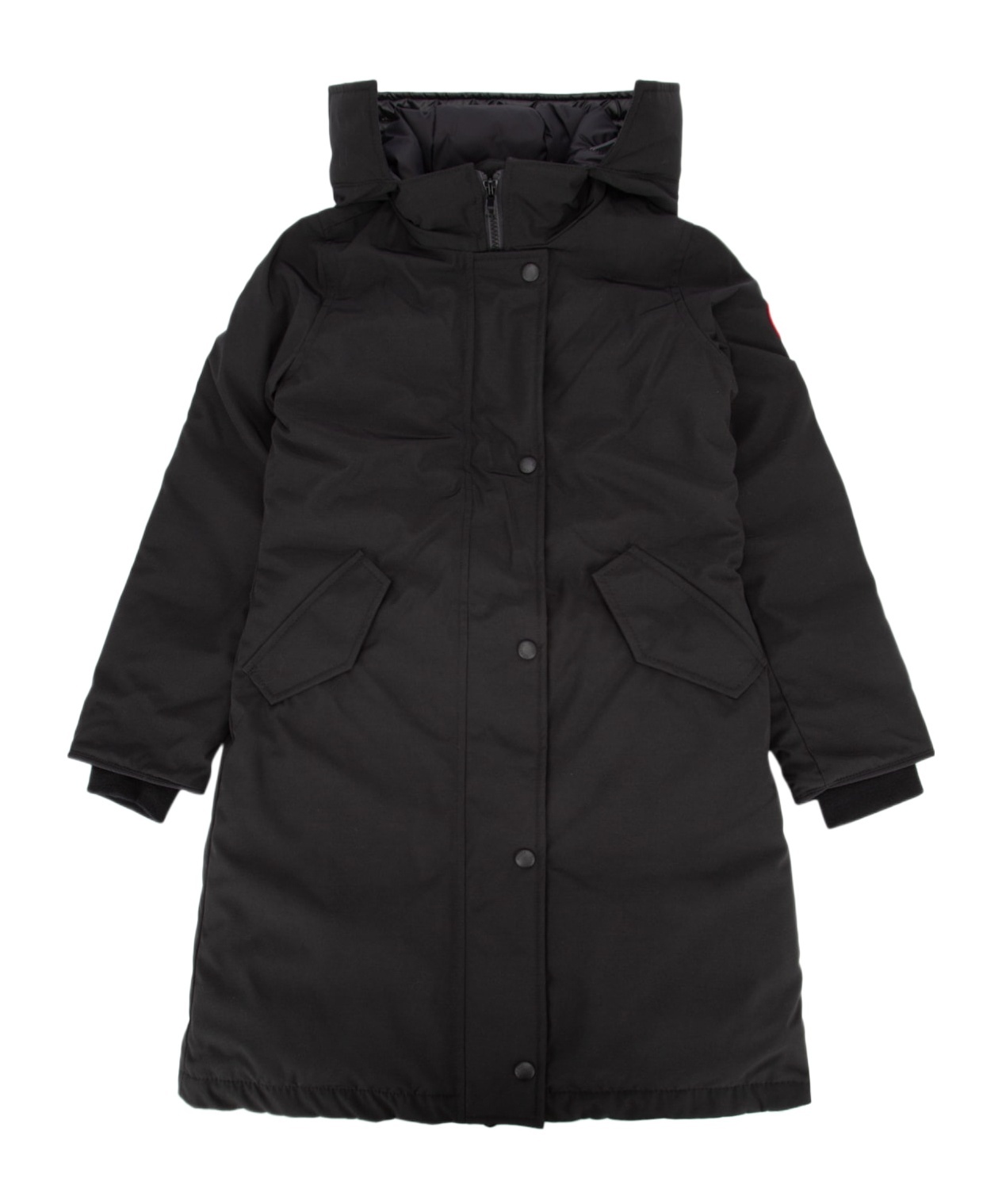 Canada Goose Logo-patch Padded Midi Coat In Black