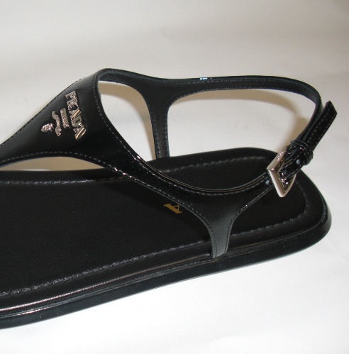 Prada Logo Sandals In Black