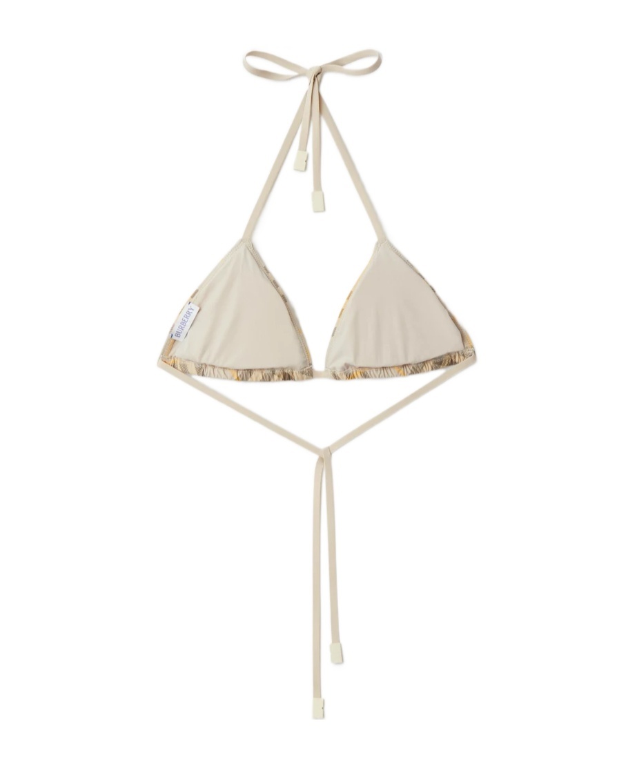 Burberry Check-printed Halterneck Bikini Top In Nude