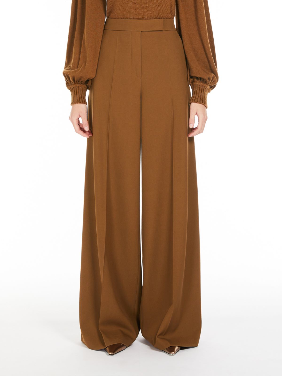 Max Mara Pleated Wool Trousers In Brown