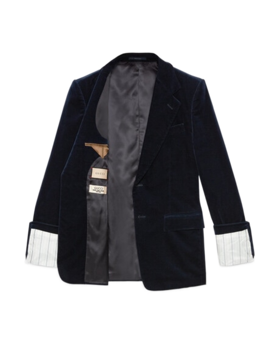 Gucci Detachable-sleeved Single-breasted Blazer In Blue
