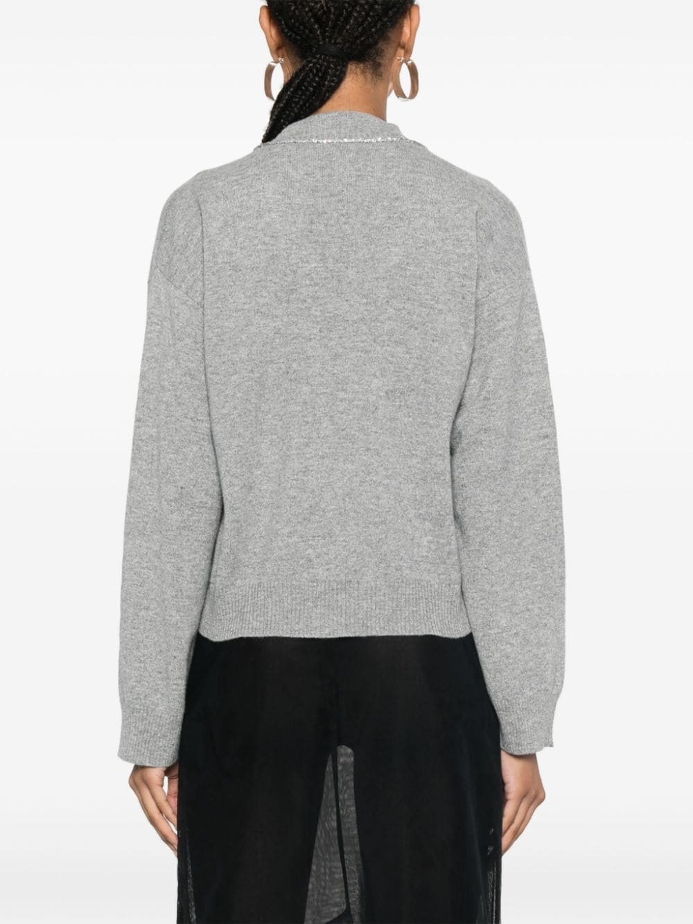 Fabiana Filippi Sequin-embellished Virgin Wool Blend Cardigan In Gray