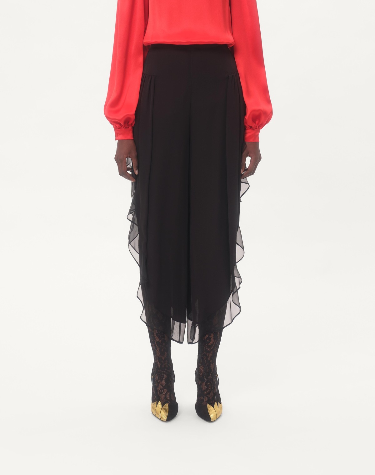 Valentino Georgette Baloon Pants In Black