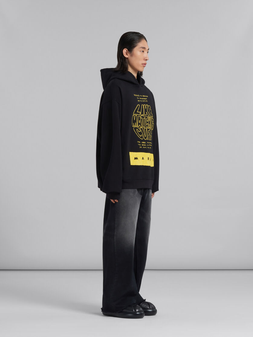 Marni Slogan-print Cotton Hoodie In Black