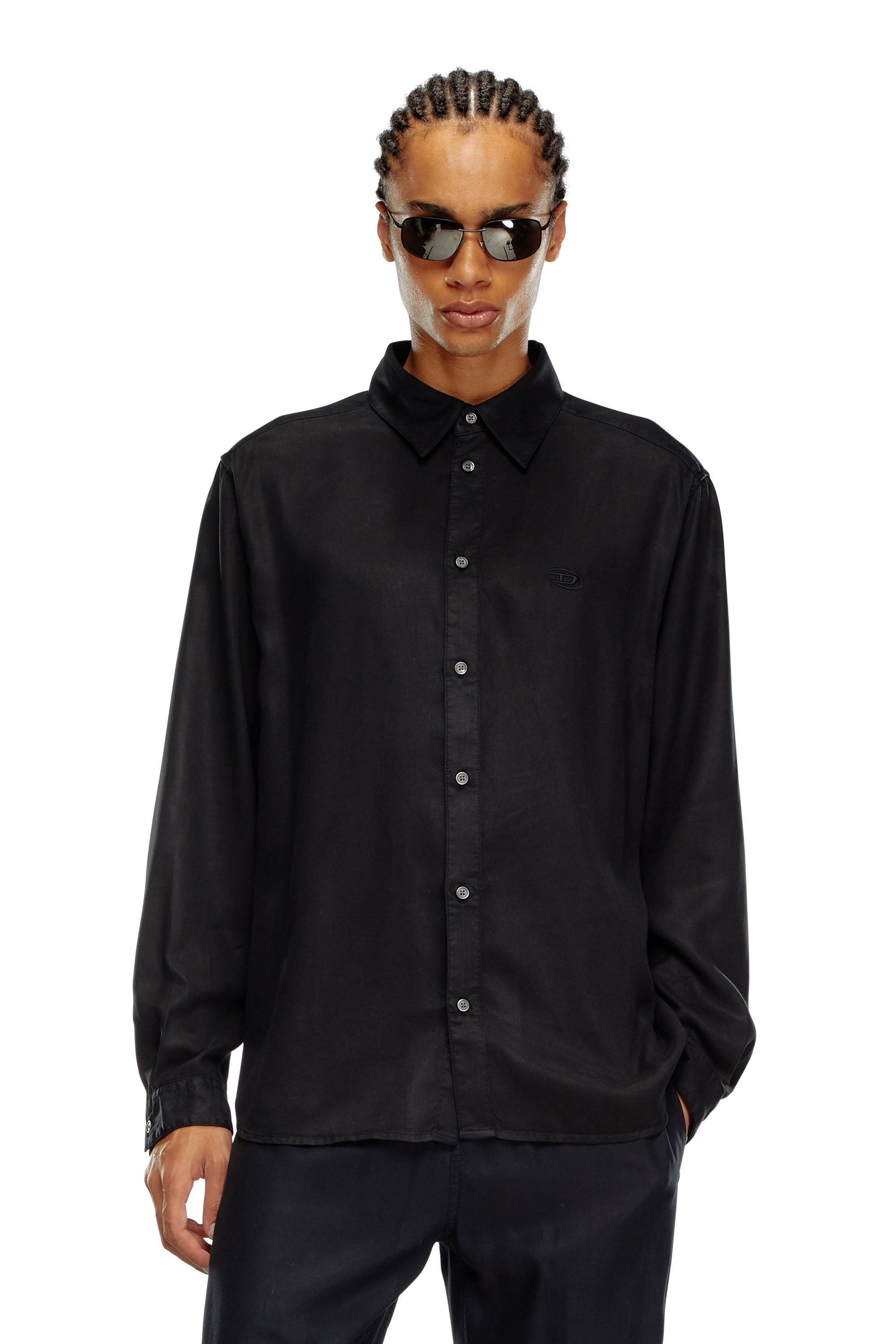 Diesel J-post Recycled Zip-up Hooded Jacket In Black
