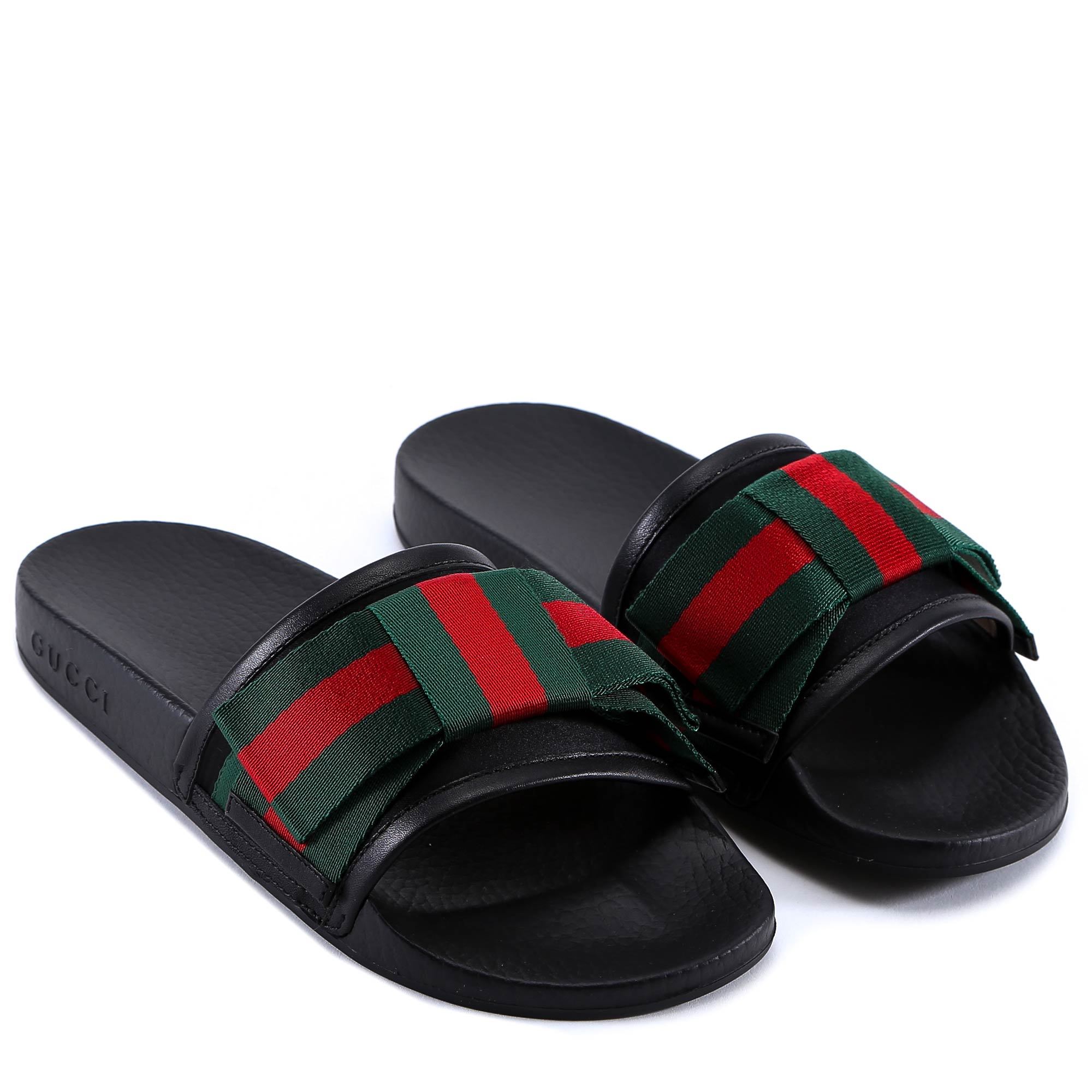 Gucci Horizontal Striped Bow Cold Drag In Black