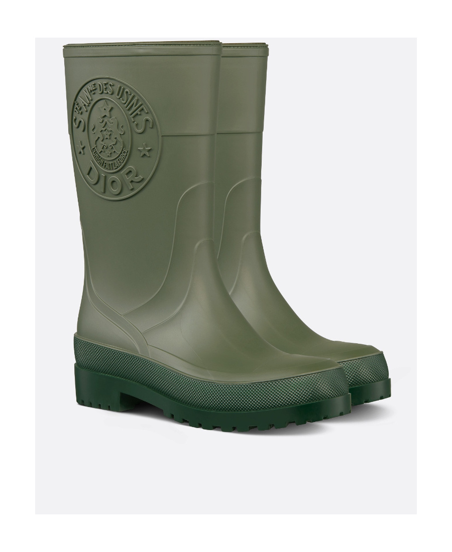 Dior Woman Boot Military Green Size 9 Rubber In Green
