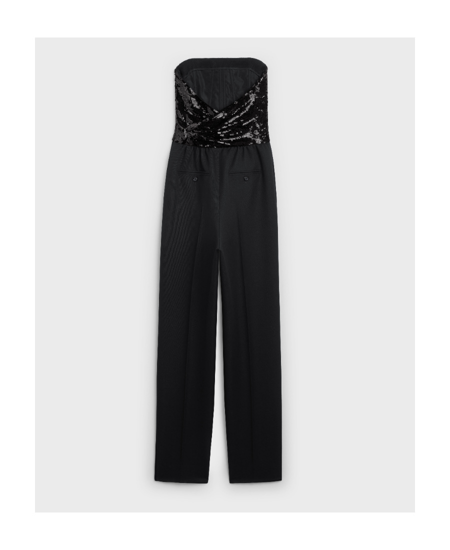 Celine Sequined Embroidered Jumpsuit In Black