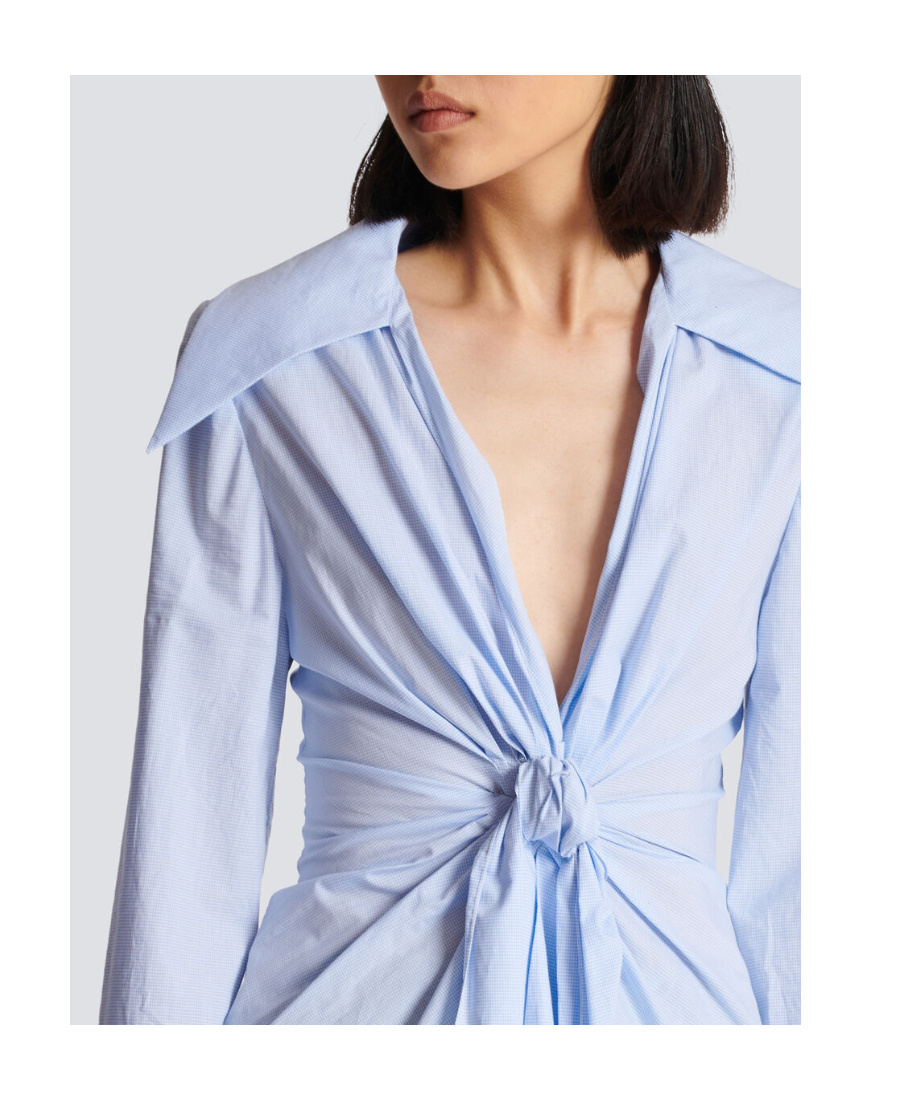 Balmain Women's Camisa Anudada Lazo Drapeado Shirt In Blue