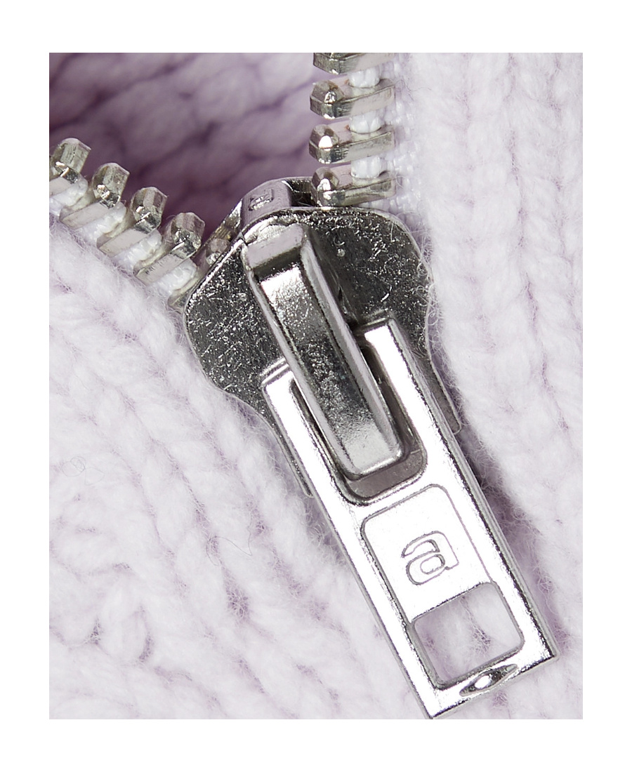 Alexander Wang Wool Back Vertical Pleated Semi-zipper Pullover In Purple