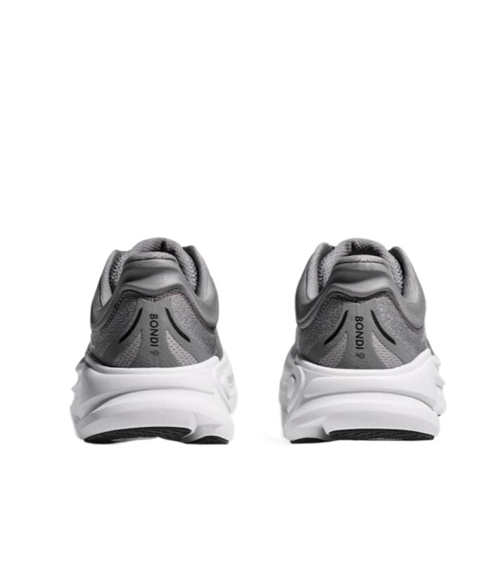 Hoka Bondi 9 Grey Low Top Sneakers With Maxi Logo Lettering On The Side In Tech Fabric Unisex In Gray