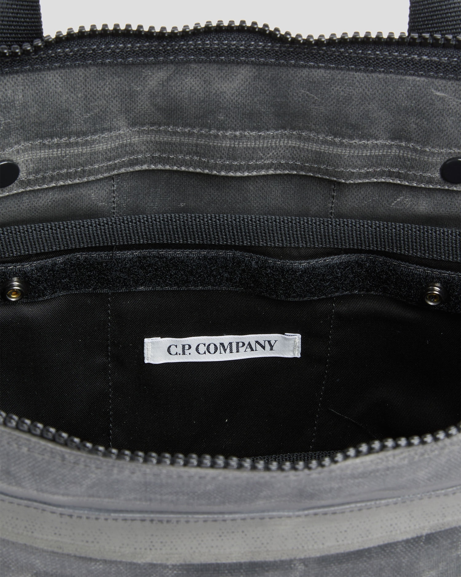 C.p. Company Logo-print Cotton Shoulder Bag In Gray