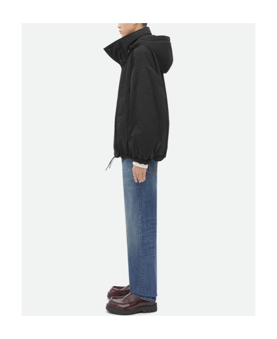 Bottega Veneta Tech Padded Hooded Jacket In Black